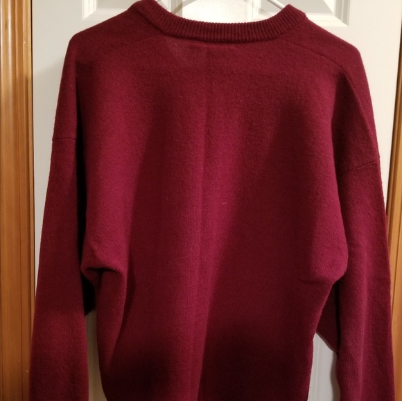 Burgandy Lambswool V-Neck Sweater - Picture 3 of 5